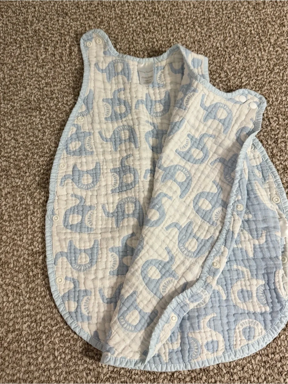 Living Textiles Baby Wearable Blanket Blue Elephant Print 3-18 Months